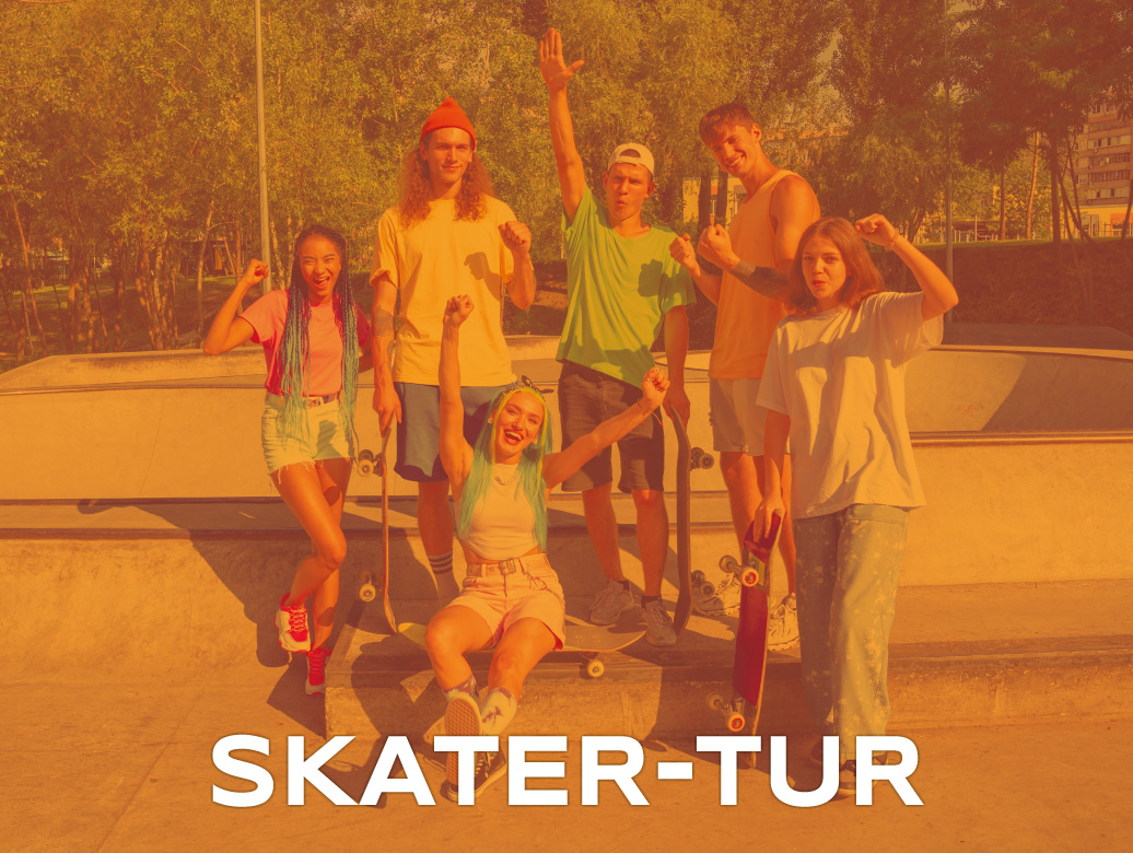 Skater-tur_holdbillede. Billede af unge i en skate-park.